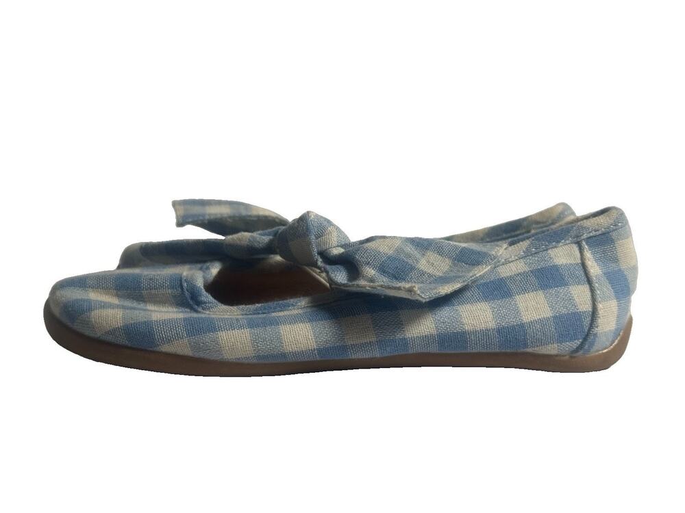 Livie & Luca Halley Girls 11M Blue White Gingham Bow Ballet Flats Mary Jane